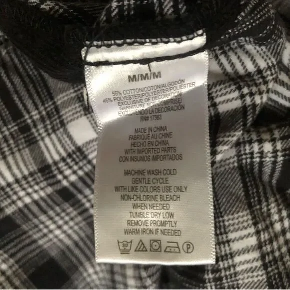 DKNY Black White Plaid Tunic Long Sleeve Top Size Medium Western - Picture 5 of 6